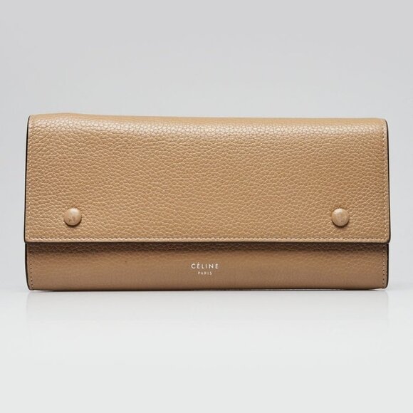Celine Beige Drummed Leather Large Flap Multifunction Wallet - Picture 2 of 11